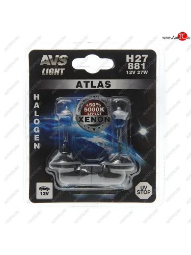 Лампа 12V H27(881) 27W блистер (2шт.) AVS AVS a78567s AVS a78567s
