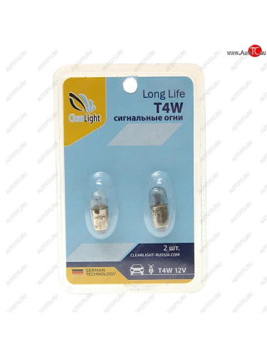 Лампа 12V T4W BA9s блистер (2шт.) CLEARLIGHT CLEARLIGHT cl-t4w-12v 2b CLEARLIGHT cl-t4w-12v 2b
