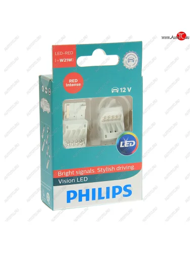 Лампа 12V W21W W3x16d блистер (2шт.) Led Red Intense PHILIPS PHILIPS 12838redx2