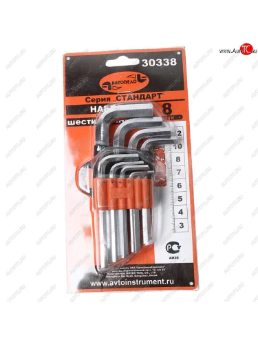 Набор ключей шестигранных 3-12мм Г-образных 8 предметов АВТОДЕЛО АВТОДЕЛО 30338