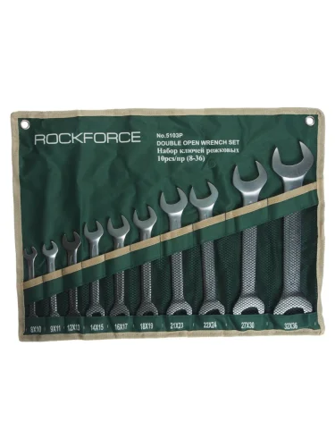 Набор ключей рожковых 8-36мм 10 предметов на полотне ROCKFORCE ROCKFORCE rf-5103p