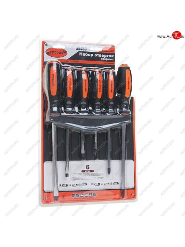 Набор отверток силовых SL6.0-SL9.0, PH2-PH3 6 предметов АВТОДЕЛО АВТОДЕЛО 39480