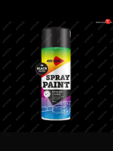 Краска черная глянцевая аэрозоль 450мл акриловая Spray Paint Black Gloss AIM-ONE AIM-ONE sp-gb39