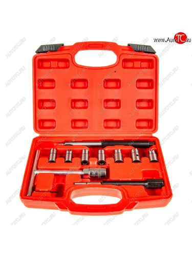 Набор приспособлений для чистки и восстановления форсунок 15-21мм 10 предметов в кейсе ЭВРИКА ЭВРИКА er-86742