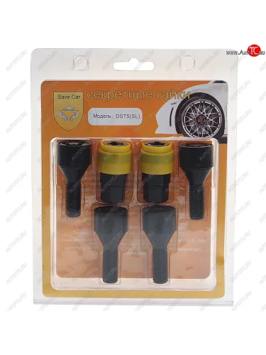 Болт колеса М12х1.5х28 секретки конус комплект 4шт. 2 головки под ключ 1719мм черные SAVE CAR SAVE CAR sc-dst5-sl