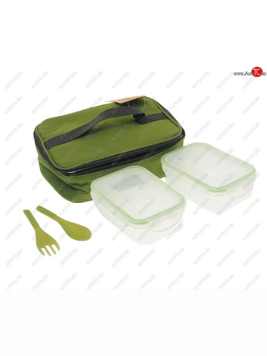 Сумка для ланча с 2-мя контейнерами, 2 прибора (вилка и ложка) зеленая АРКТИКА АРКТИКА ark-020-2000-2-gn АРКТИКА ark-020-2000-2-gn
