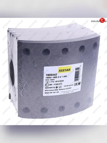Накладка тормозной колодки BPW SAF (420x200) стандарт 80 отв. 8x15 / 93251 (8шт.) TEXTAR TEXTAR 1909442 TEXTAR 1909442