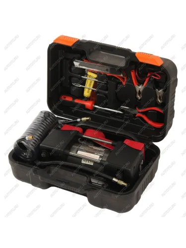 Компрессор автомобильный 85лмин. 10атм. 14А 12V в прикуриватель, на клеммы АКБ (кейс) AUTOVIRAZH AUTOVIRAZH av-010890