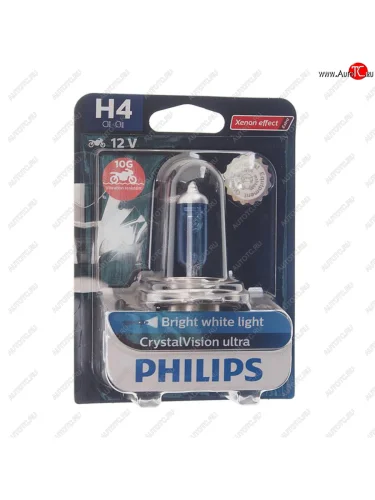 Лампа 12V H4 60/55W P43t-38 блистер (1шт.) Crystal Vision Ultra PHILIPS PHILIPS 12342cvubw PHILIPS 12342cvubw
