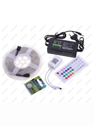 Лента светодиодная гибкая 12W 5м IP65 12V RGB цветная, пульт управления GRISARD ELECTRIC GRISARD ELECTRIC gre-002-0121