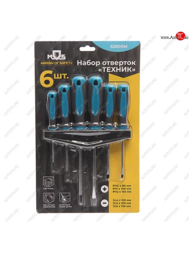 Набор отверток SL4.0-SL6.0, PH0-PH2 6 предметов MOS MOS 53900м 