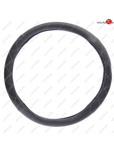 Оплетка руля (XL) 41-43см черная экокожа, комбинированная белый ромб NO NAME 361418