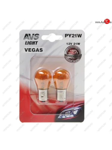 Лампа 12V PY21W BAU15s желтая блистер (2шт.) AVS AVS a78476s AVS a78476s