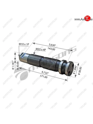 Палец VOLVO рессоры передней (L=170) (M33х4) MANSONS MANSONS 900.339