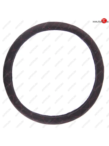 Оплетка руля (XL) 41-43см черно-красная алькантара, ромб NO NAME 361395