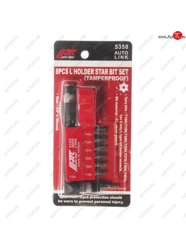 Набор бит 14 TORX с отверстием Т10Н-Т40Н с Г-образным держателем 8 предметов JTC JTC TOOLS CO., LTD jtc-5358