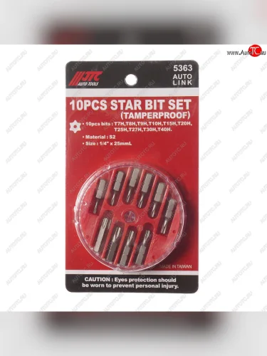 Набор бит 14 TORX T7H-T40H с отверстием 10 предметов в кейсе JTC JTC TOOLS CO., LTD jtc-5363