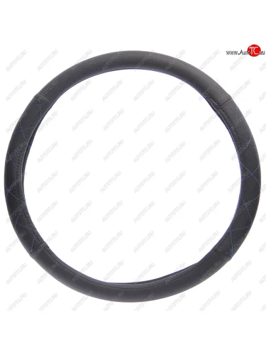 Оплетка руля (XL) 41-43см черная экокожа, комбинированная синий ромб NO NAME 361425