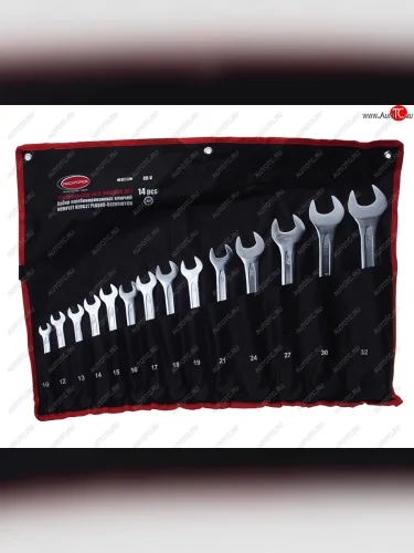 Набор ключей комбинированных 10,12-19,21,24,27,30,32мм 14 предметов на полотне ROCKFORCE ROCKFORCE rf-5146h