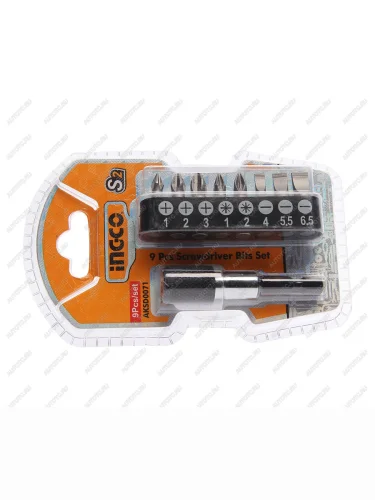 Набор бит 14 SL 4-6.5,PH 1-3,PZ 1-2 с магнитным держателем 9 предметов INGCO INGCO aksd0071