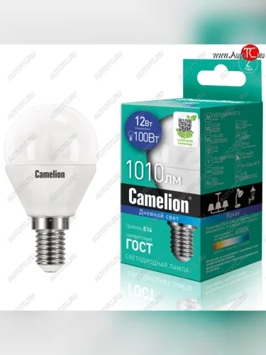 Лампа светодиодная E14 G45 12W (100W) 220V холодный CAMELION CAMELION c-led12-g45865e14