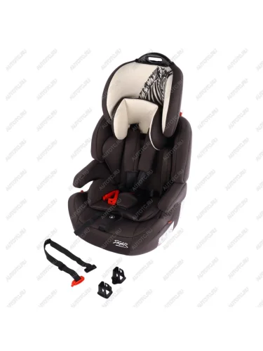 Автокресло детское 9-36кг (l-ll-lll) 1-12лет зебра серо-бежевое Isofix Стар SIGER SIGER kres3599