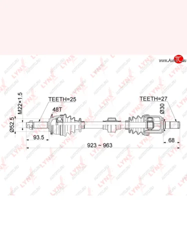 Вал привода HYUNDAI Accent (11-) передний правый LYNX LYNX cd1065a