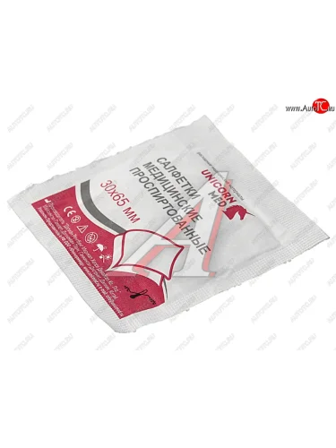 Салфетка обезжиривающая спиртовая 30х65мм UNICORN MED НЕОФАРМ unicorn med