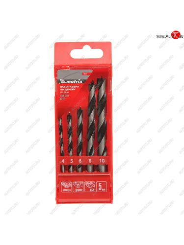 Набор сверл по дереву 4.0-10.0мм (5шт.) MATRIX MATRIX 70281