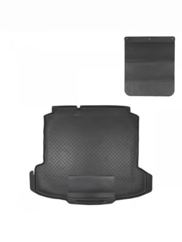Коврик в багажное отделение с защитным фартуком Norplast Unidec (черный) Volkswagen Polo Mk5 6R,6C,61 седан дорестайлинг (2009-2015)