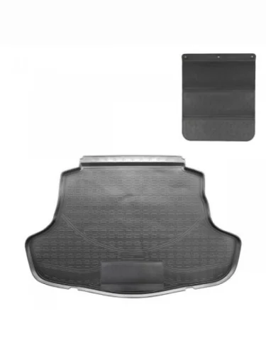 Коврик в багажное отделение с защитным фартуком Norplast Unidec (черный) Toyota Camry XV70 дорестайлинг (2017-2021)