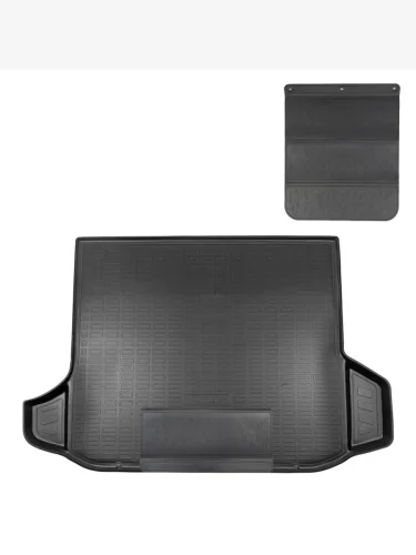Коврик в багажное отделение с защитным фартуком Norplast Unidec (черный) Chevrolet Equinox дорестайлинг (2016-2021)
