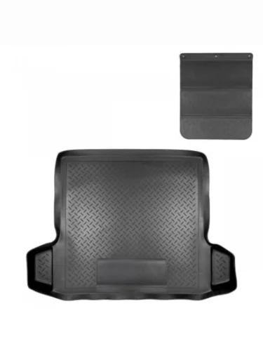 Коврик в багажное отделение с защитным фартуком Norplast Unidec (черный) Renault Logan 1 дорестайлинг (2004-2010)