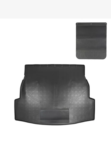 Коврик в багажное отделение с защитным фартуком Norplast Unidec (черный) Toyota RAV4 XA50 5 дв. дорестайлинг (2018-2025)