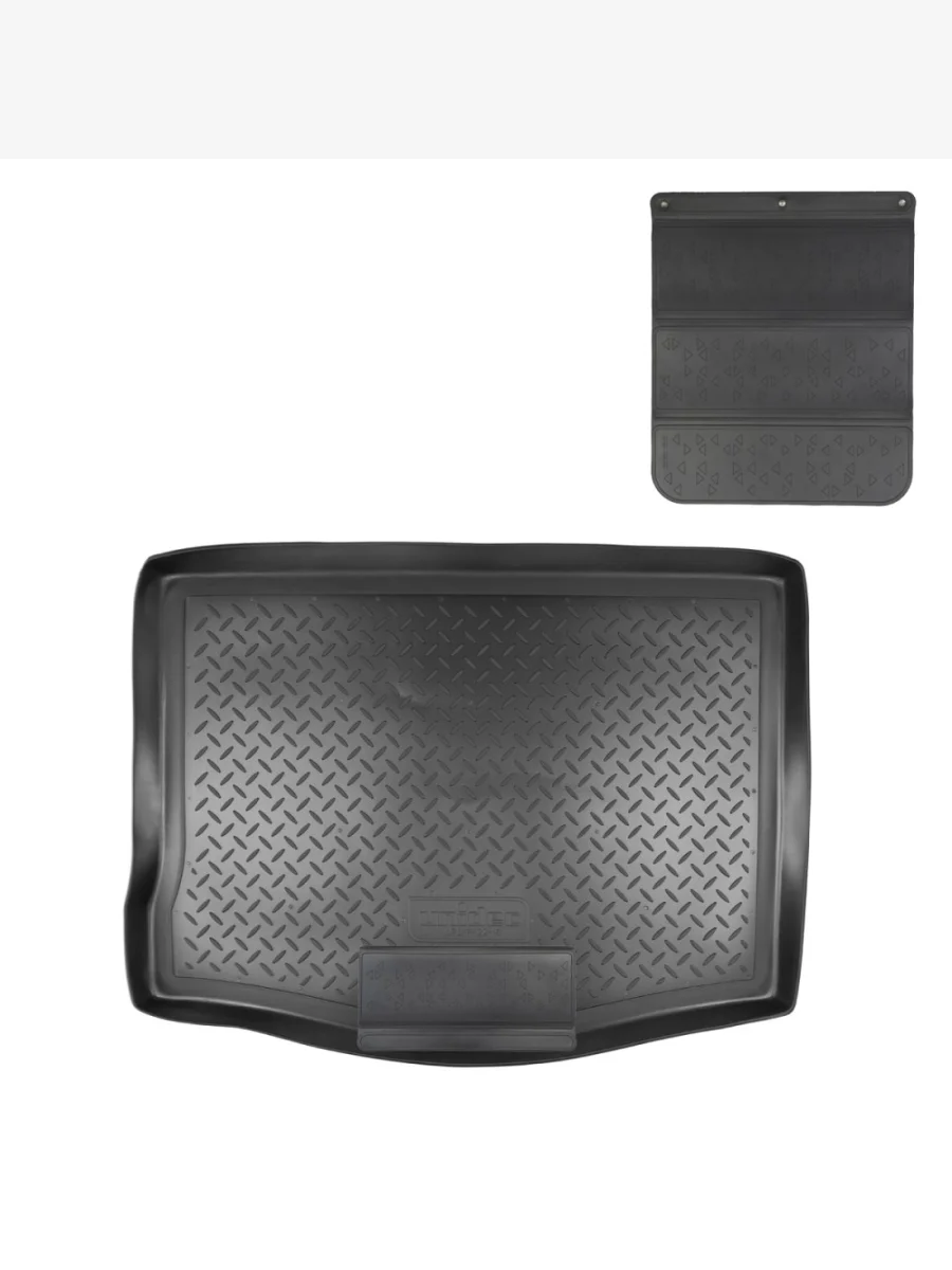 Коврик в багажное отделение с защитным фартуком Norplast Unidec Ford Focus 2 хэтчбэк 3 дв. рестайлинг (2007-2011) (черный)  с доставкой в г. Керчь