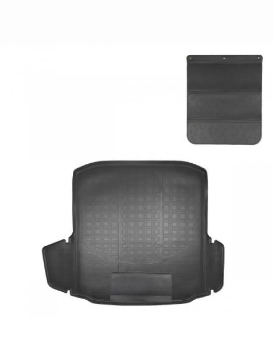 Коврик в багажное отделение с защитным фартуком Norplast Unidec Skoda Octavia A7 дорестайлинг лифтбэк (2012-2017) (черный)  в Керчи Республика Крым