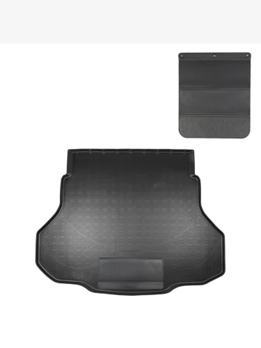 Коврик в багажное отделение с защитным фартуком Norplast Unidec (черный) Hyundai Elantra CN7 (2020-2023)
