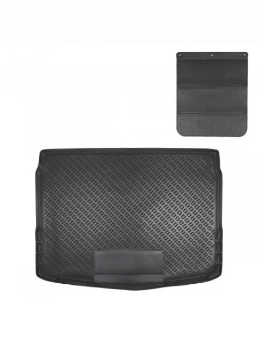 Коврик в багажное отделение с защитным фартуком (с полноразмерной запаской 17Ал) Norplast Unidec Nissan Qashqai 2 J11 рестайлинг (2017-2022) (черный)  в Керчи Республика Крым