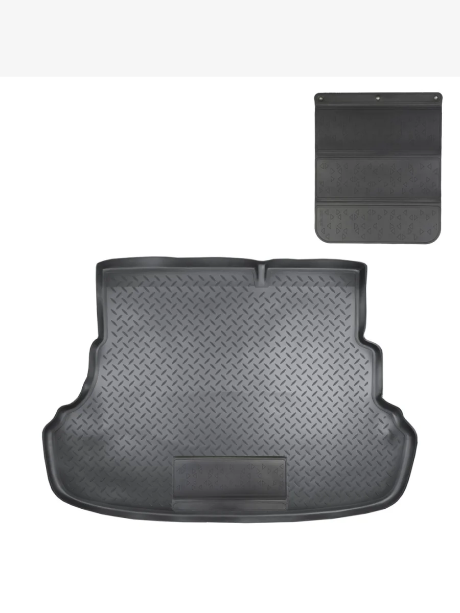 Коврики в багажное отделение с защитным фартуком (для ам со складывающимися сидениями) Norplast Unidec Hyundai Solaris RBr седан дорестайлинг (2010-2014) (черный)  в Перми Пермском крае