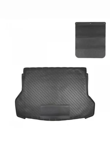 Коврик в багажное отделение с защитным фартуком Norplast Unidec (черный) Nissan X-trail 3 T32 дорестайлинг (2013-2018)