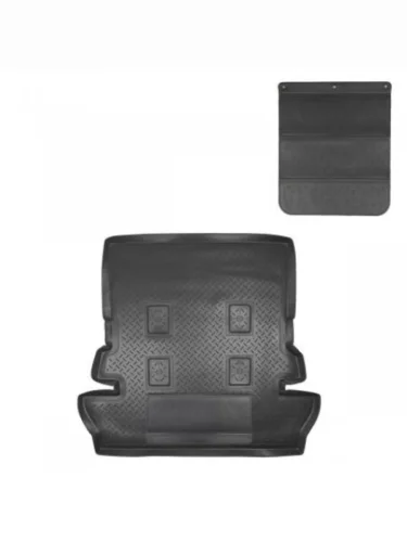 Коврик в багажное отделение с защитным фартуком (7 мест) Norplast Unidec (черный) Toyota Land Cruiser 200 дорестайлинг (2007-2012)