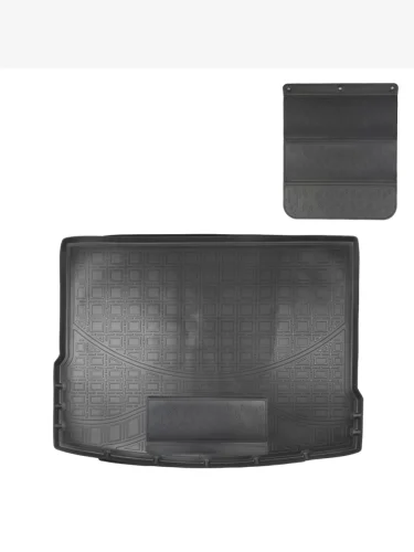 Коврик в багажное отделение с защитным фартуком Norplast Unidec (черный) Volkswagen Tiguan Mk2 дорестайлинг (2016-2020)