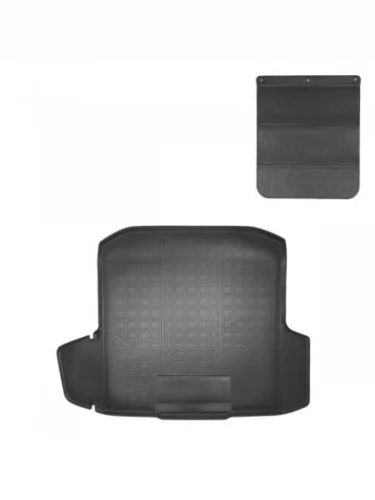 Коврики в багажное отделение с защитным фартуком Norplast Unidec (черный) Skoda Octavia A7 дорестайлинг универсал (2012-2017)