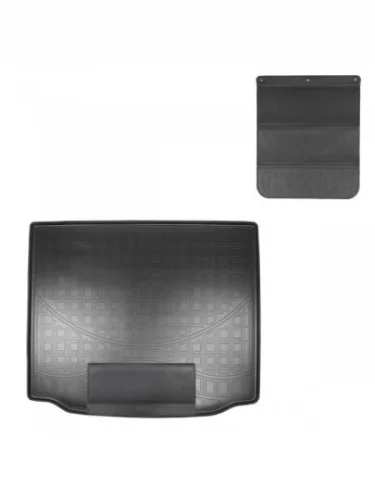 Коврик багажника (полиуретан, без штатной докатки) Norplast Unidec (черный, с защитным текстильным фартуком) BMW X3 G01 дорестайлинг (2017-2021)