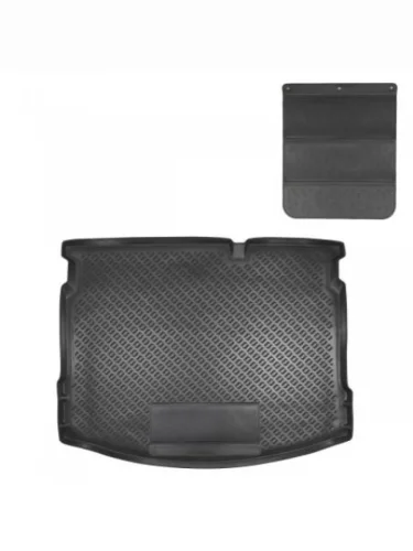 Коврик в багажное отделение с защитным фартуком Norplast Unidec (черный ) Nissan Qashqai 1 J10 дорестайлинг (2007-2010)
