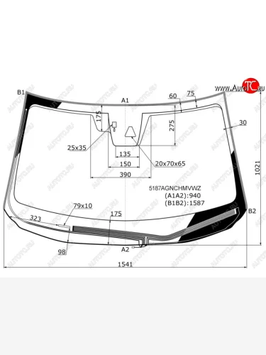 Стекло лобовое (Обогрев щеток Камера Датчик дождя Молдинг) Mazda CX-5 16- FUYAO 5187AGNCHMVZ