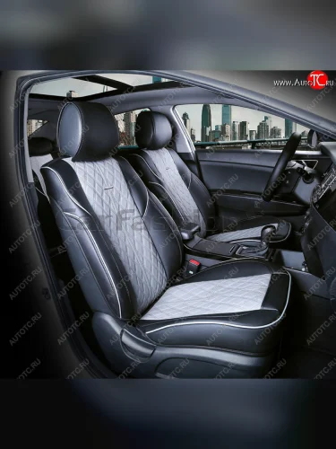 Накидка на сиденье экокожа черно-серая (4 предм.) (2шт.) Balaton CARFASHION CARFASHION 21996