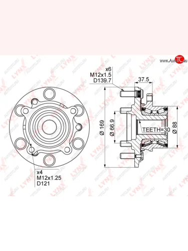 Ступица MITSUBISHI L200,Pajero Sport (05-) передняя LYNX LYNX wh1126