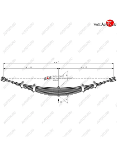 Рессора ГАЗ-53,3307,САЗ-356,3502,КАВЗ-685 передняя (12 листов) L=1225мм ЧМЗ ЧМЗ 53-2902012-02