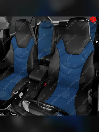 Авточехлы универсальные экокожа черно-синие комплект Recaro AVTOLIDER AVTOLIDER urek31-0303
